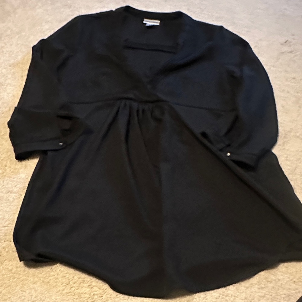 Black maternity dress shirt - 3 quarter length sleeve